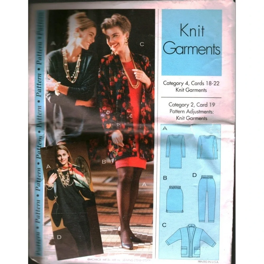 Vintage Knit Garments Sewing Pattern Dress Jacket Skirt Pants Multi Size XS - XL